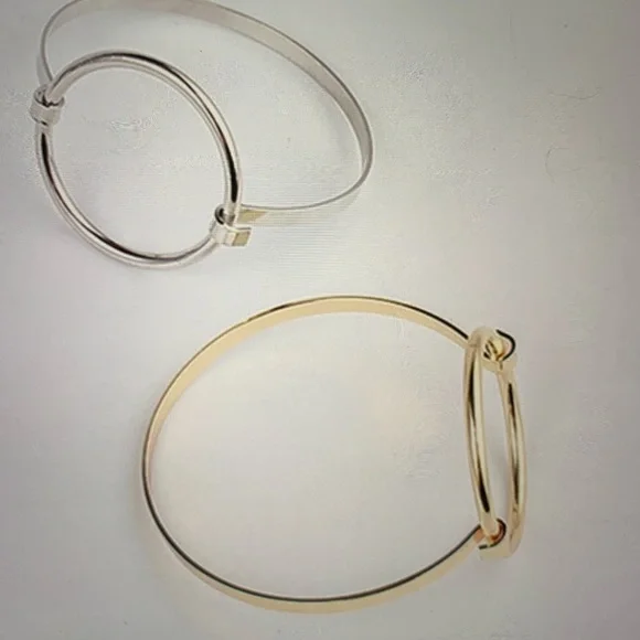CUFF CIRCLE BRACELET SILVER OR GOLD - Picture 5 of 6